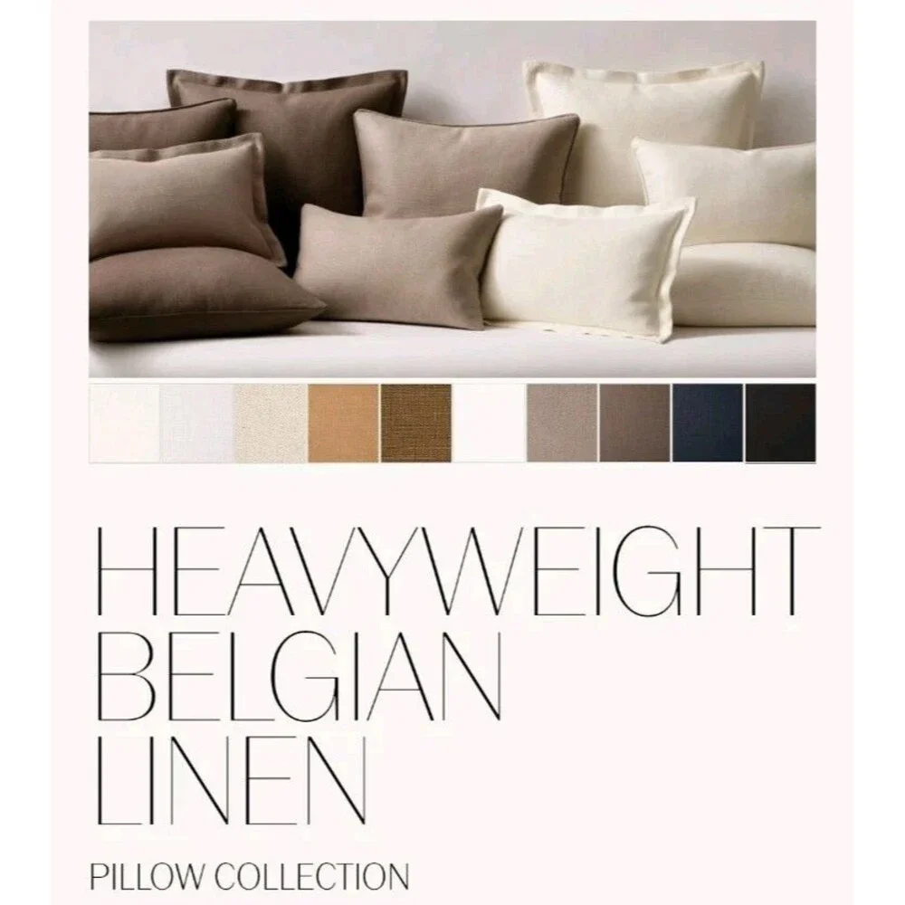 Restoration Hardware RH Heavyweight Linen Pillow Covers 22x22 Black  LOT OF 4